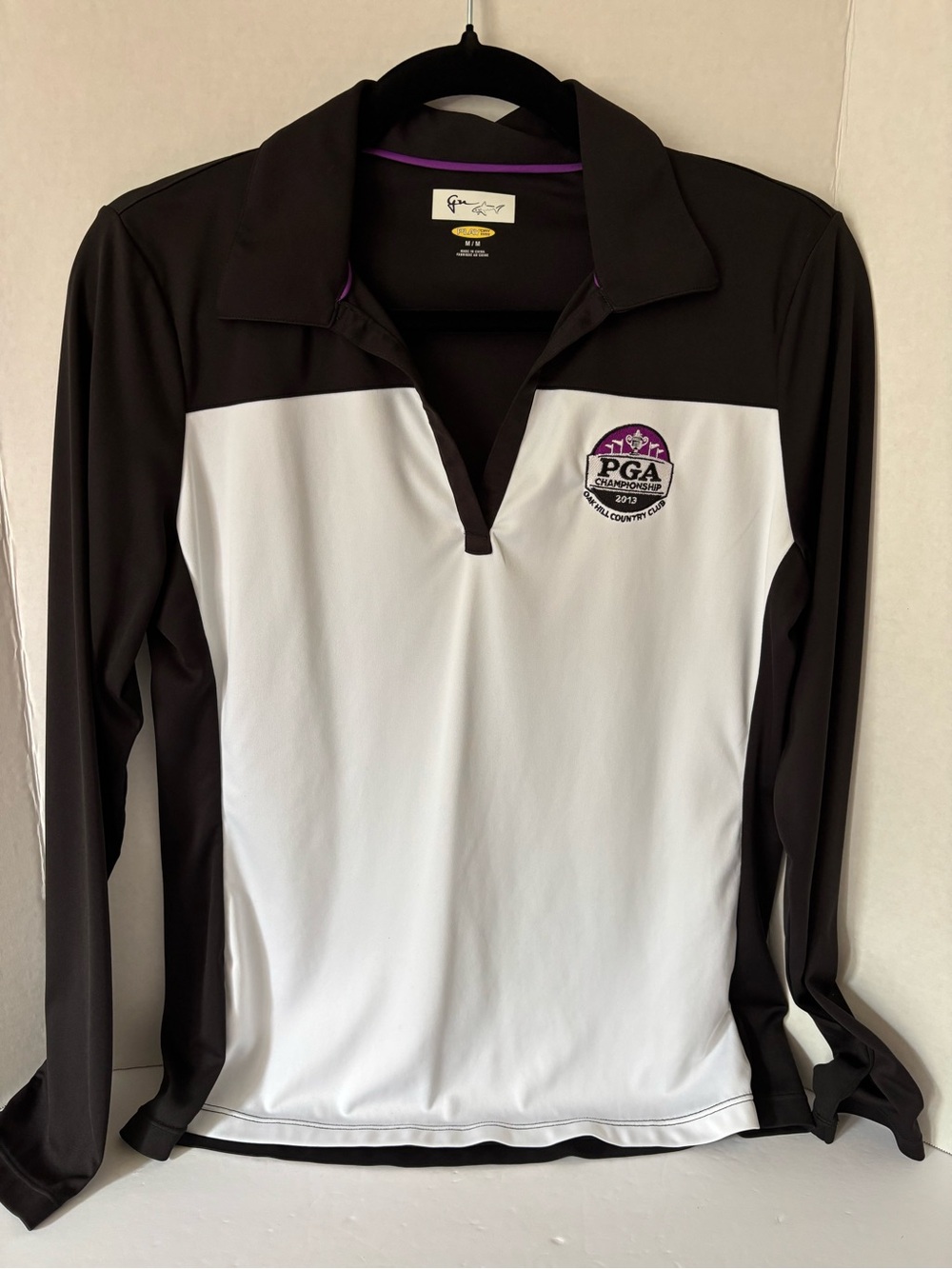 PGA Championship Long Sleeve Polo - White & Black